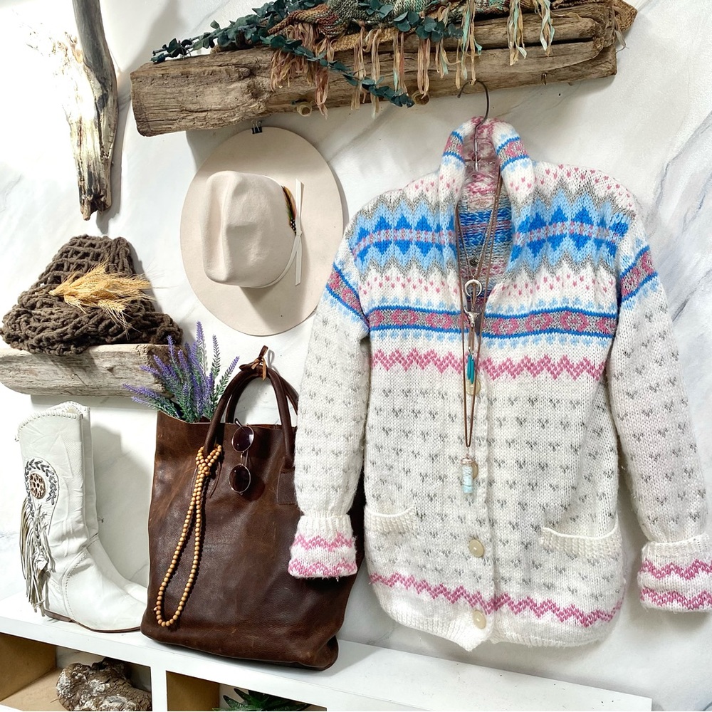 SOLD⭐️RARE Artisan HANDCRAFTED granny sweater-Navajo/NORDIC/Aztec/Pendleton vibe - Picture 7 of 16